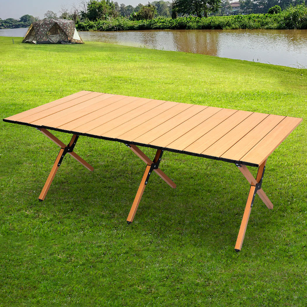 Levede Folding Camping Table Foldable Portable Picnic Outdoor Egg Roll BBQ Desk - image8