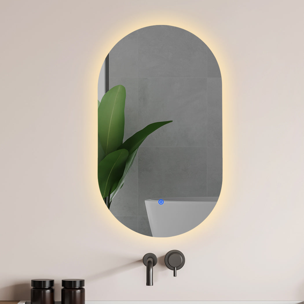 EMITTO LED Wall Mirror Oval Anti-fog Bathroom Mirrors Makeup Light 60x100cm - image8