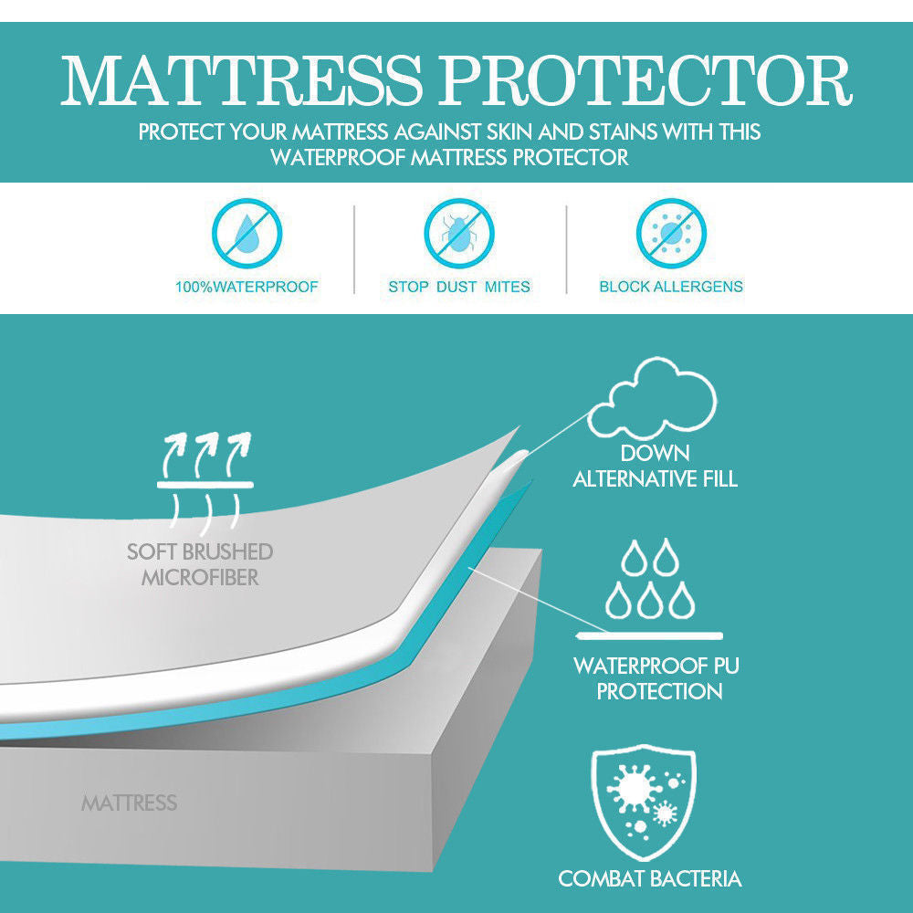 Fitted Waterproof Bed Mattress Protectors Covers King Single - image6