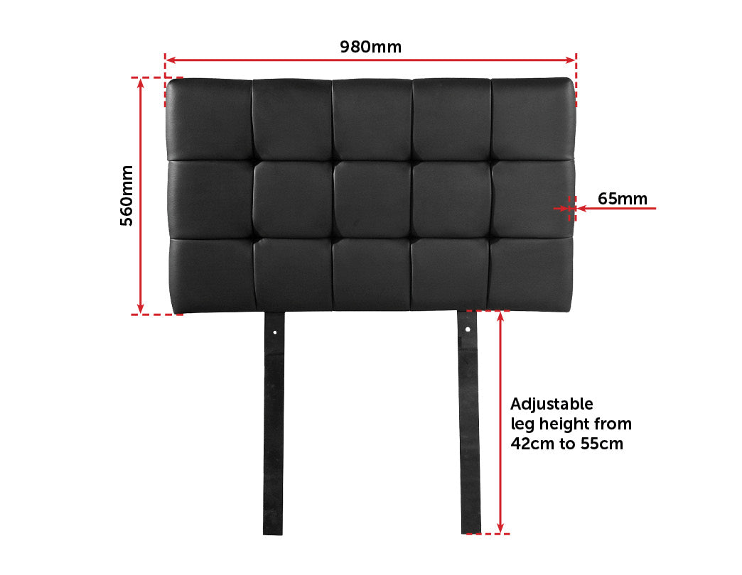 PU Leather Single Bed Deluxe Headboard Bedhead - Black - image15