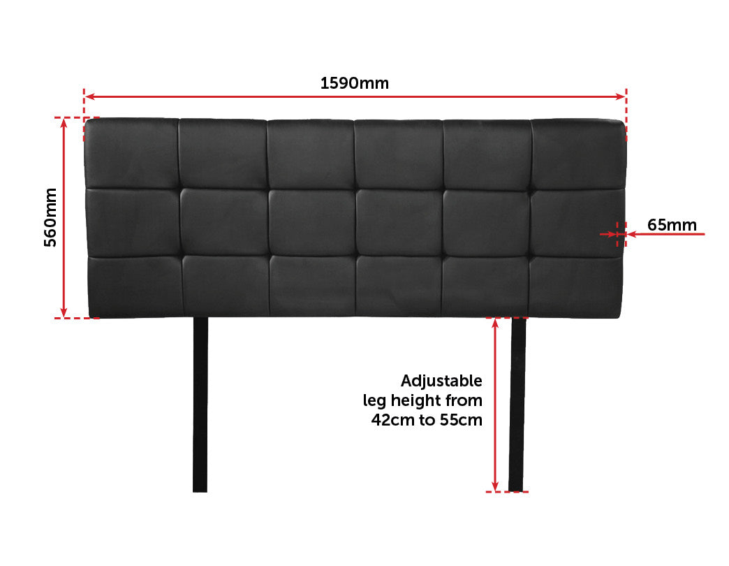 PU Leather Queen Bed Deluxe Headboard Bedhead - Black - image4