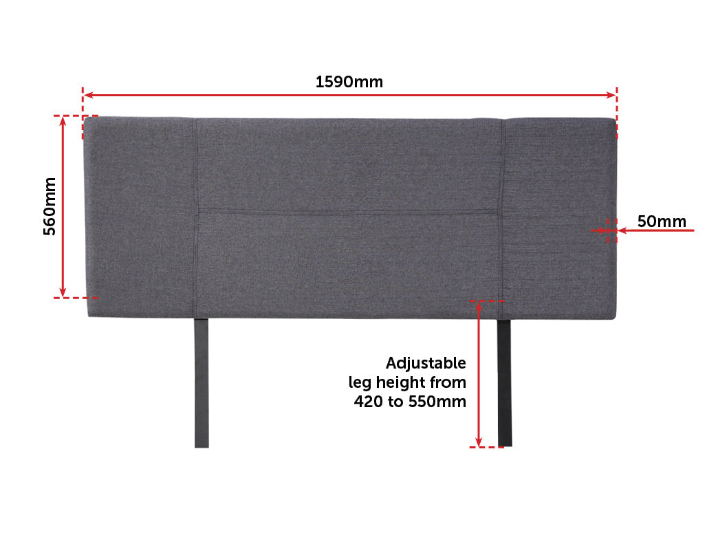 Linen Fabric Queen Bed Headboard Bedhead - Grey - image4