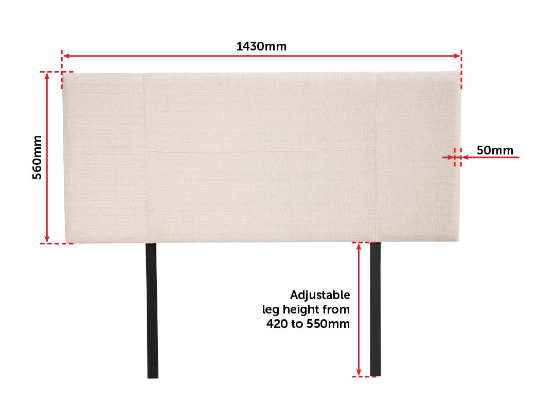 Linen Fabric Double Bed Headboard Bedhead - Beige - image4