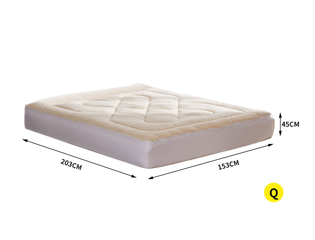 Mattress Topper 100% Wool Underlay Reversible Mat Pad Protector Queen - image3