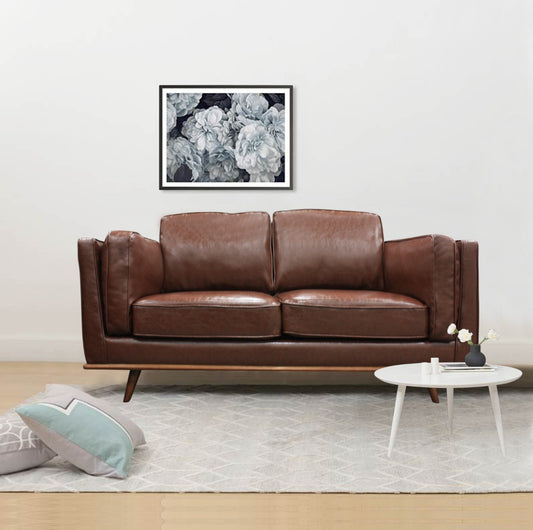 2 Seater Faux Leather Sofa Brown Modern Lounge Set for Living Room Couch with Wooden Frame - image1